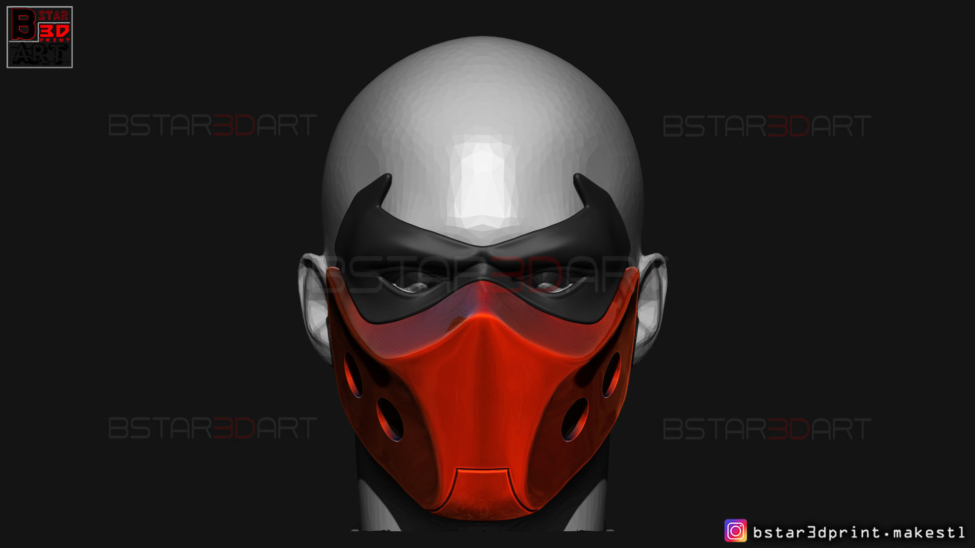 Red Hood Mask - DC comics Cosplay 3D print model_11