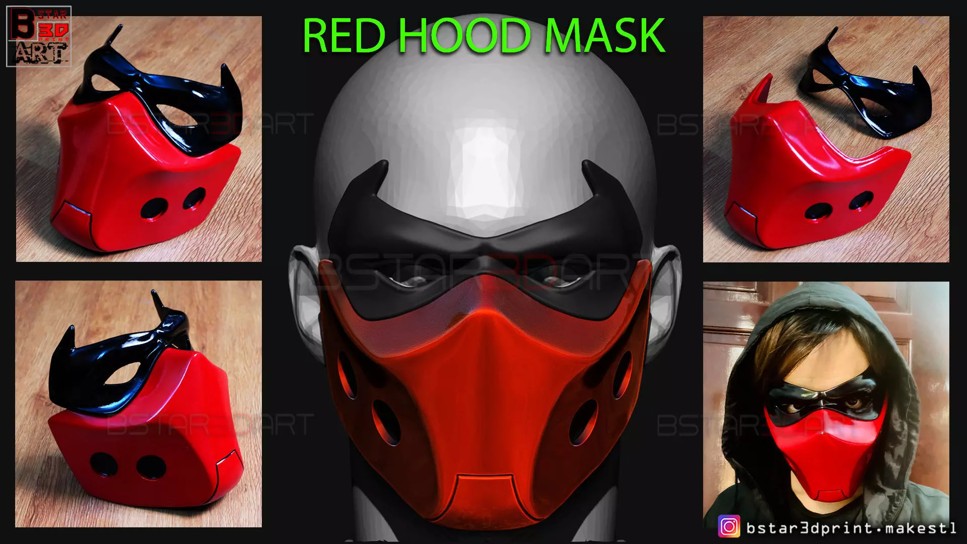 Red Hood Mask - DC comics Cosplay 3D print model_0