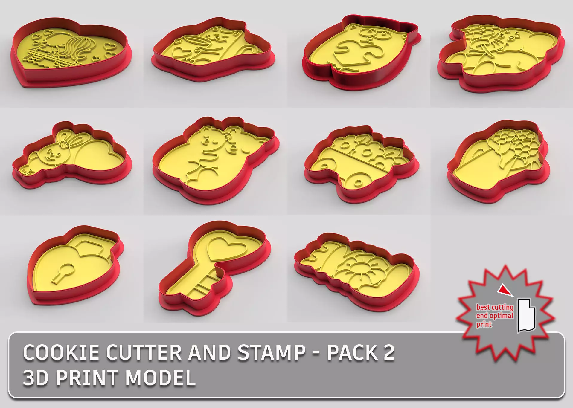 Cookie cutter and stamp - pack 2 3D Model Collection_0