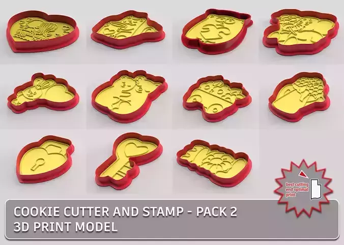 Cookie cutter and stamp - pack 2 3D Model Collection