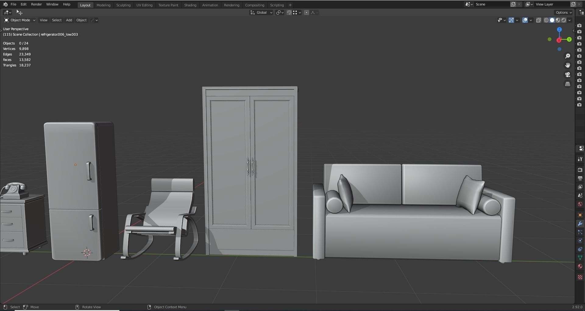 A collection of low poly furniture Low-poly 3D model_5