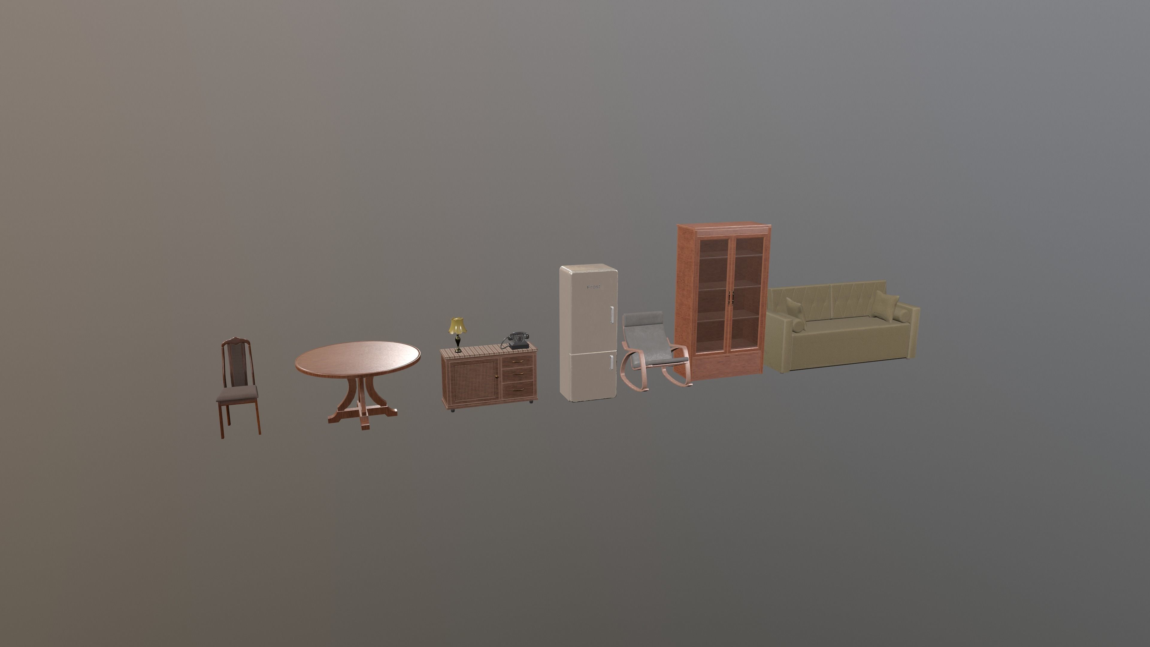 A collection of low poly furniture Low-poly 3D model_7