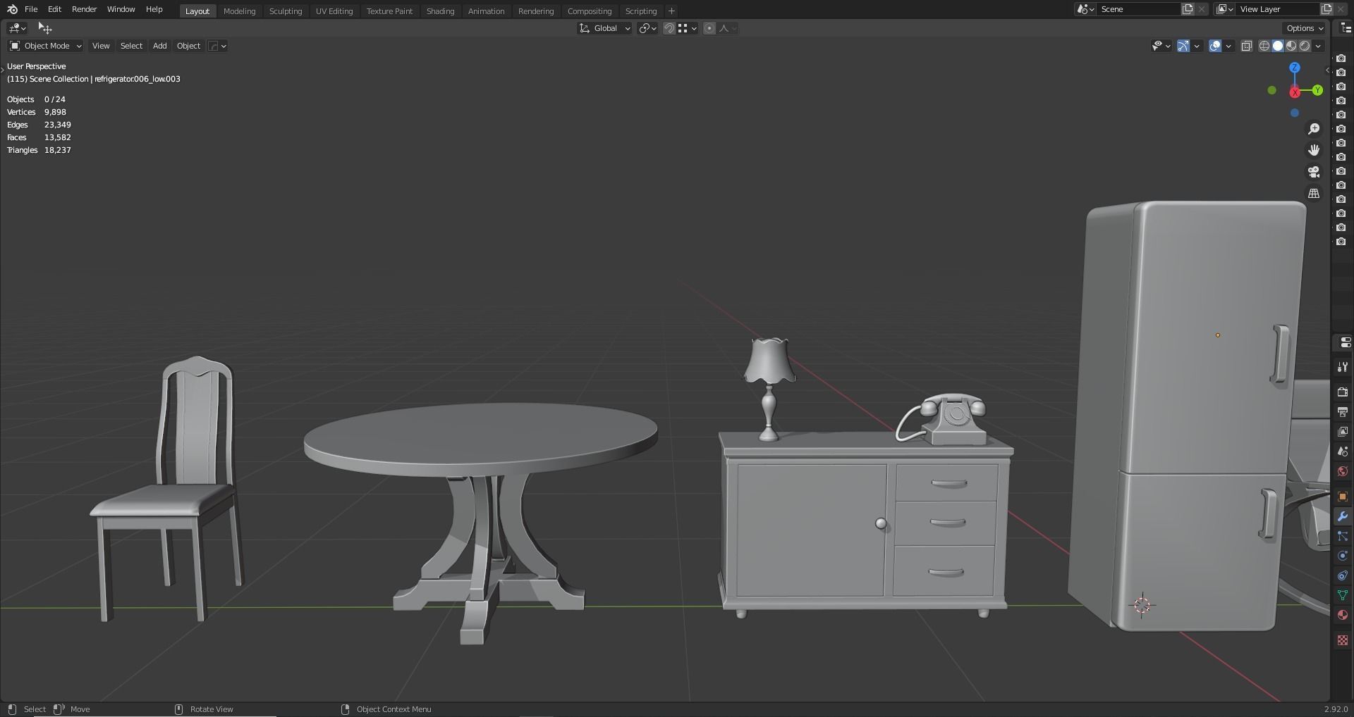 A collection of low poly furniture Low-poly 3D model_2