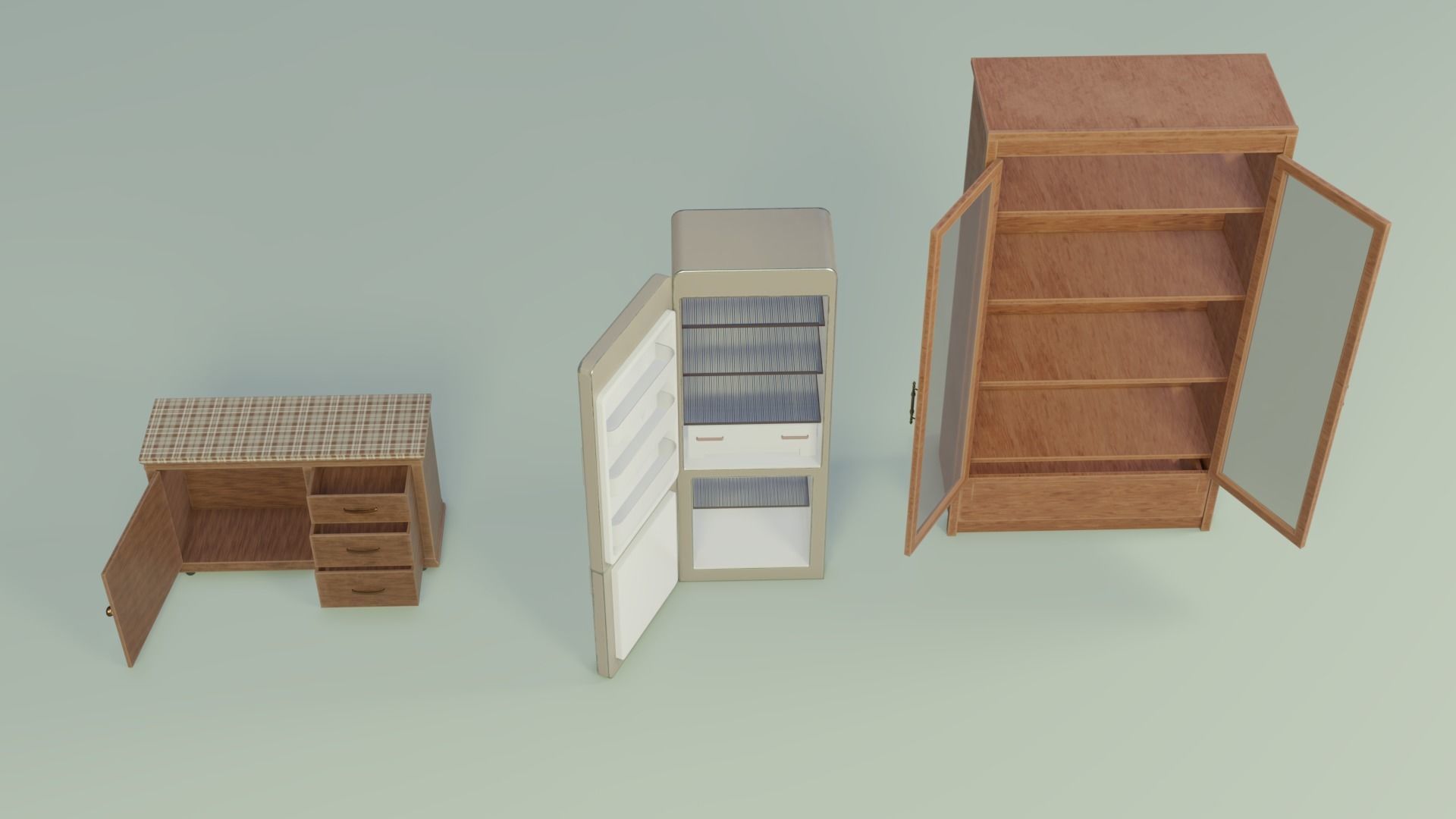 A collection of low poly furniture Low-poly 3D model_16