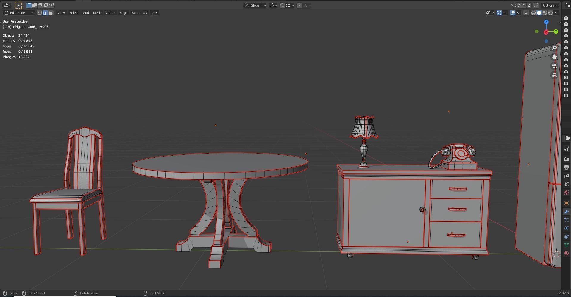 A collection of low poly furniture Low-poly 3D model_3