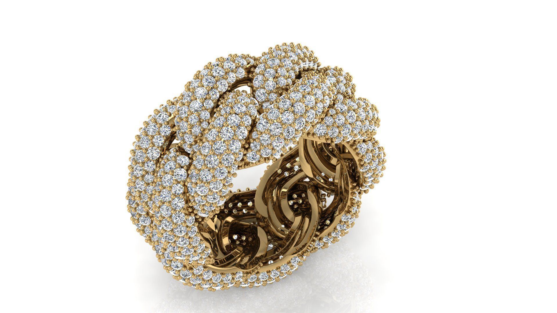 CUBAN CHAIN RING - SIZE 12 - DIAMONDS 3D print model_5