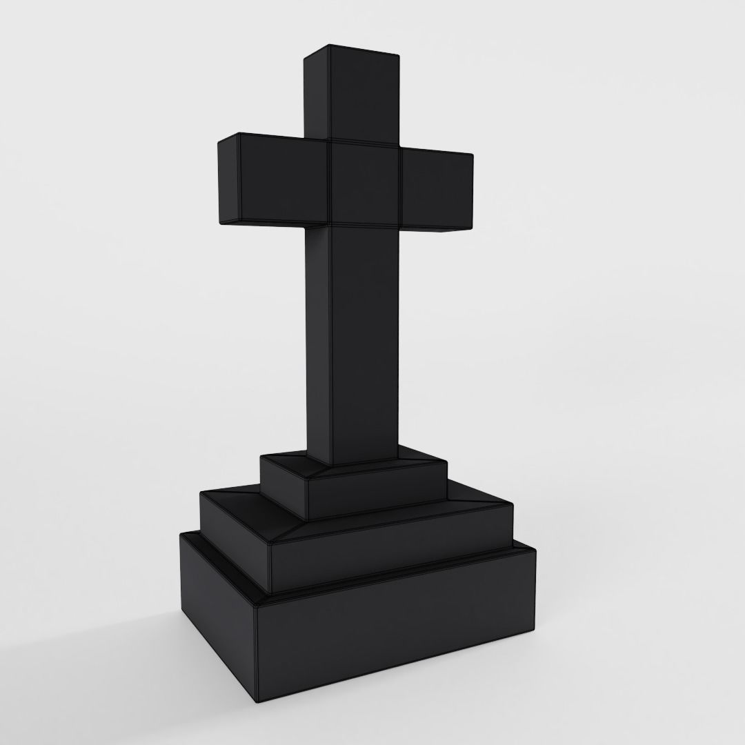Antique Gravestone Low-poly 3D model_3