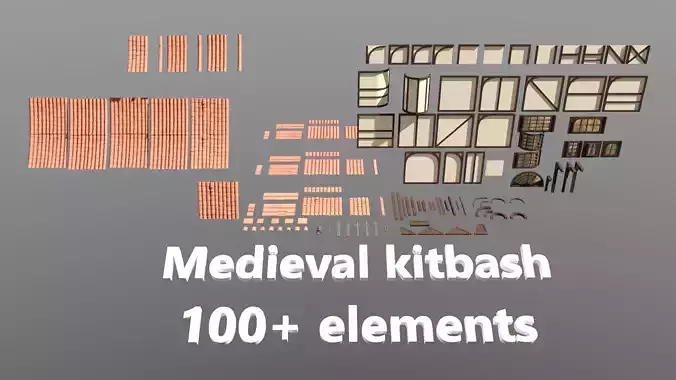 Lowpoly Medieval City Building Modular Kit