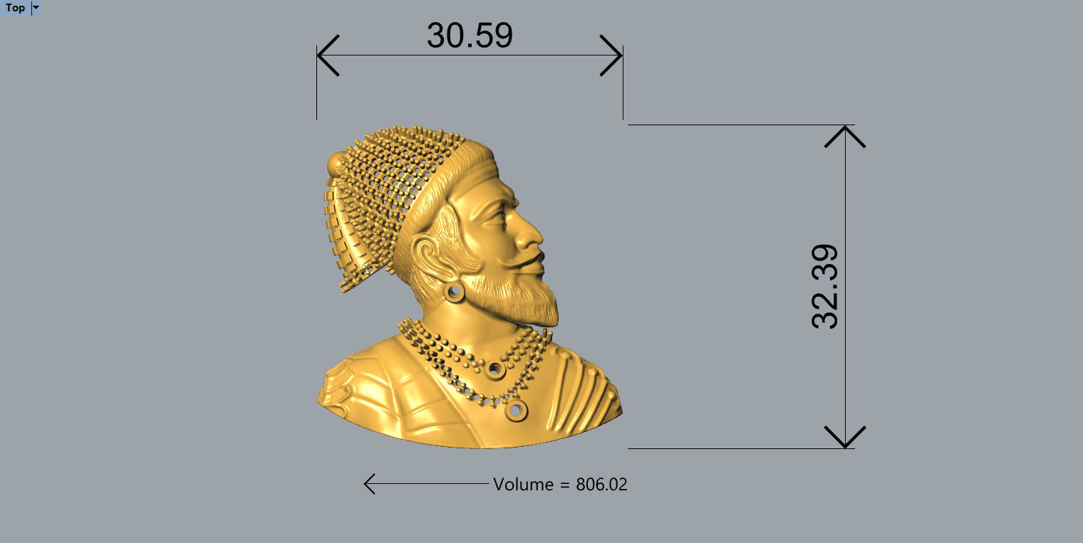 Shivaji Pendant stl 3D model_1