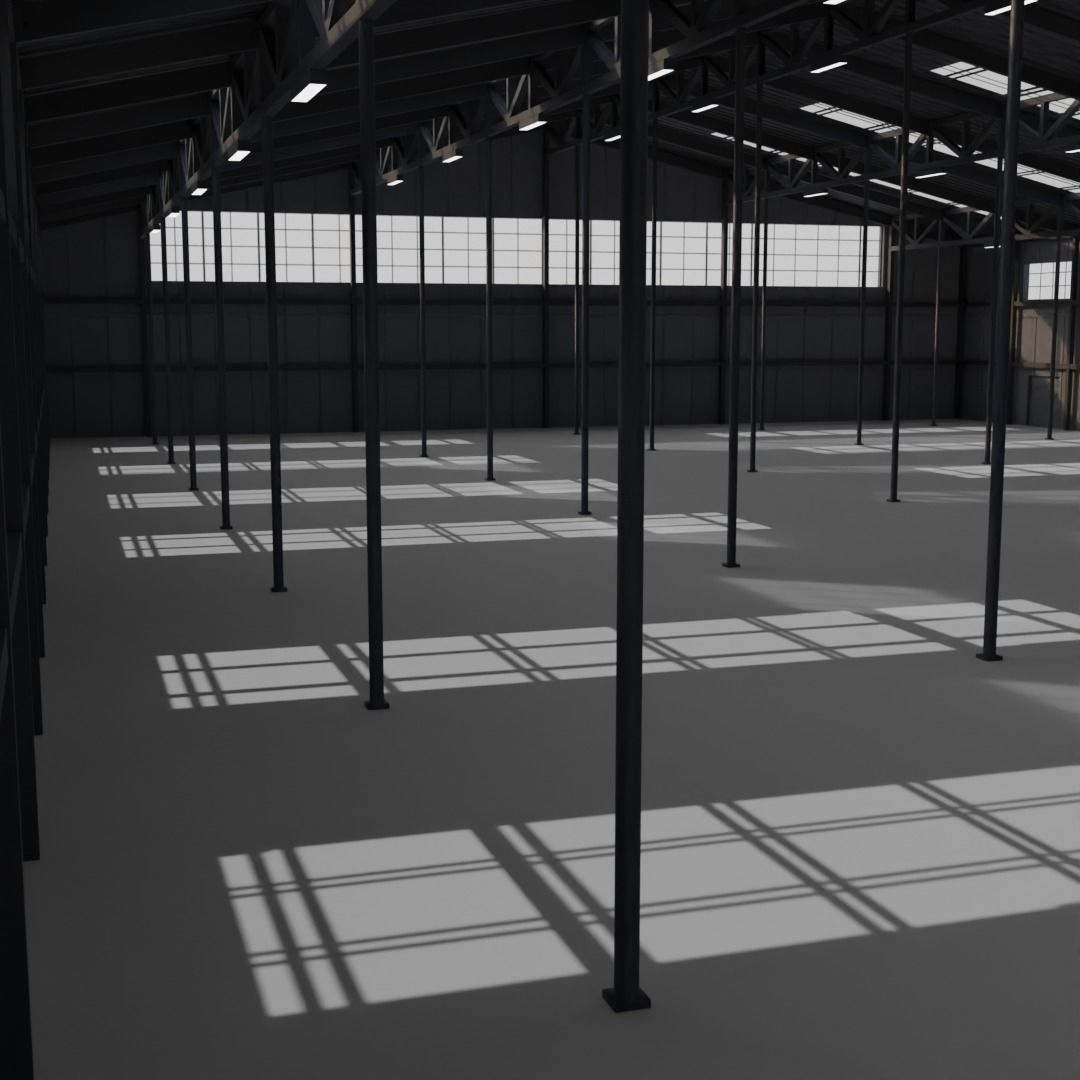Warehouse Low-poly 3D model_1