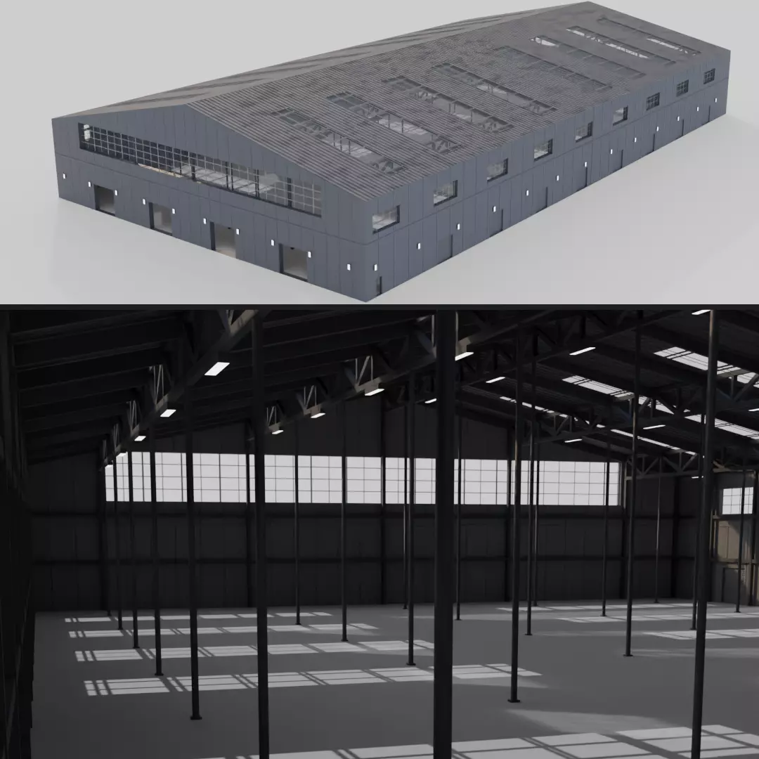 Warehouse Low-poly 3D model_0