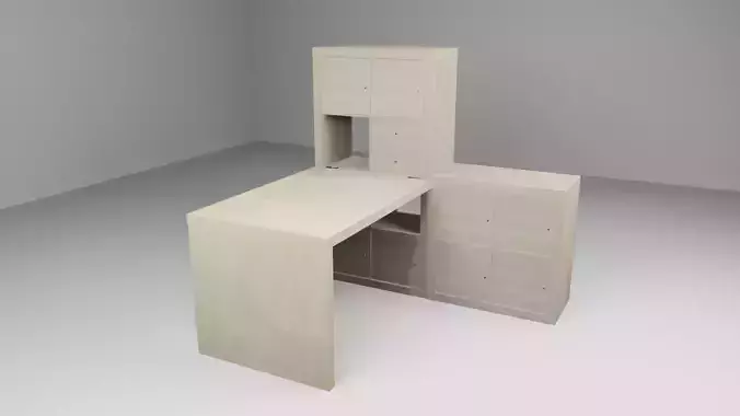 Ikea desk with Kalax shelf