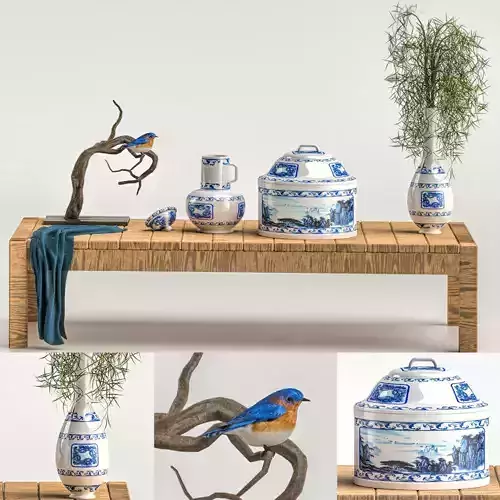 Decor01 coffee table with vases