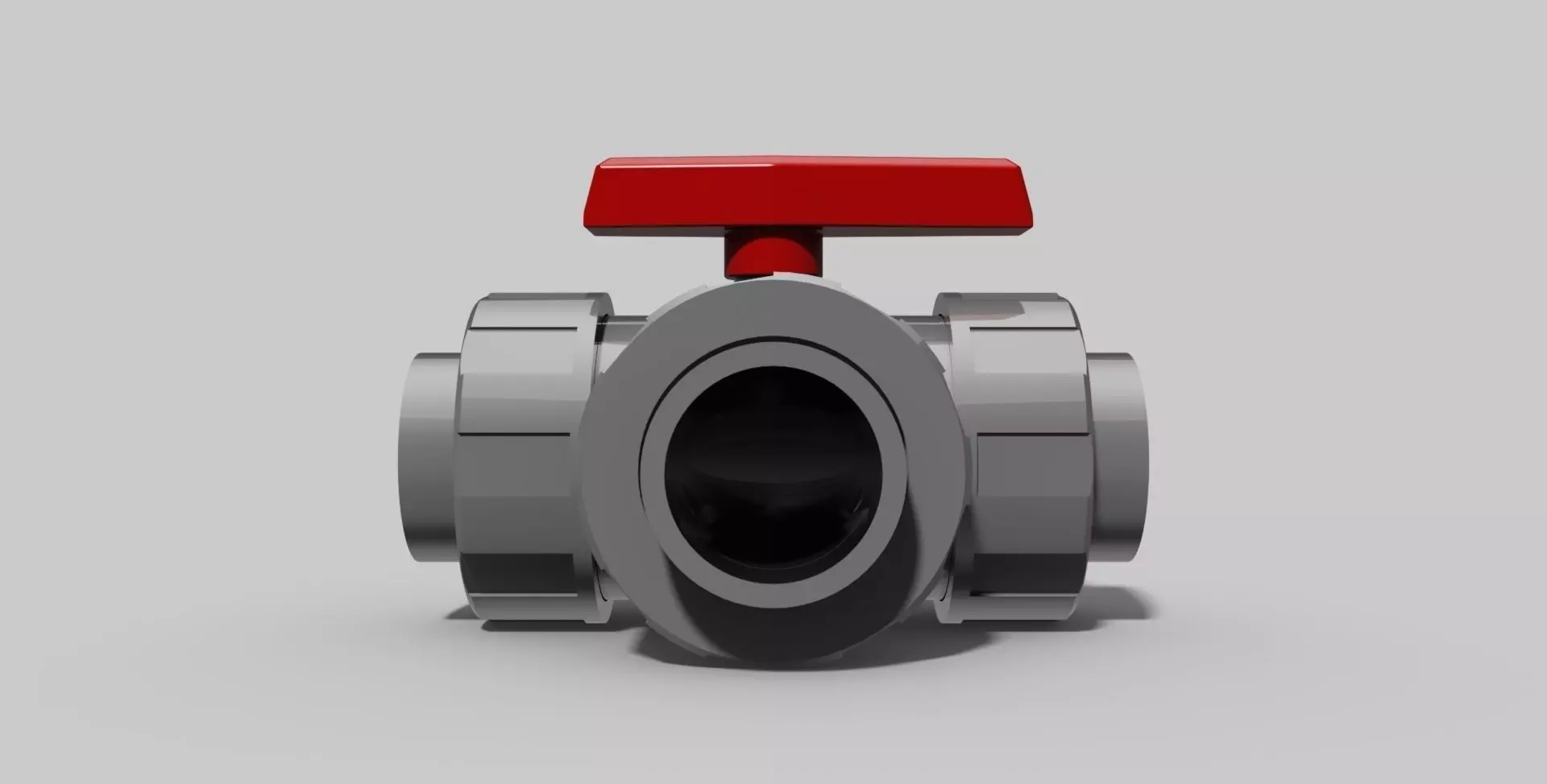 50mm - PVC 3-Way ball valve SC sockets NO - Autodesk Inventor 3D model_0