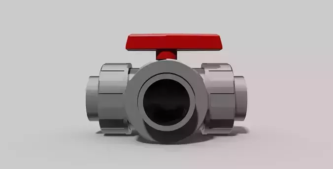 50mm - PVC 3-Way ball valve SC sockets NO - Autodesk Inventor