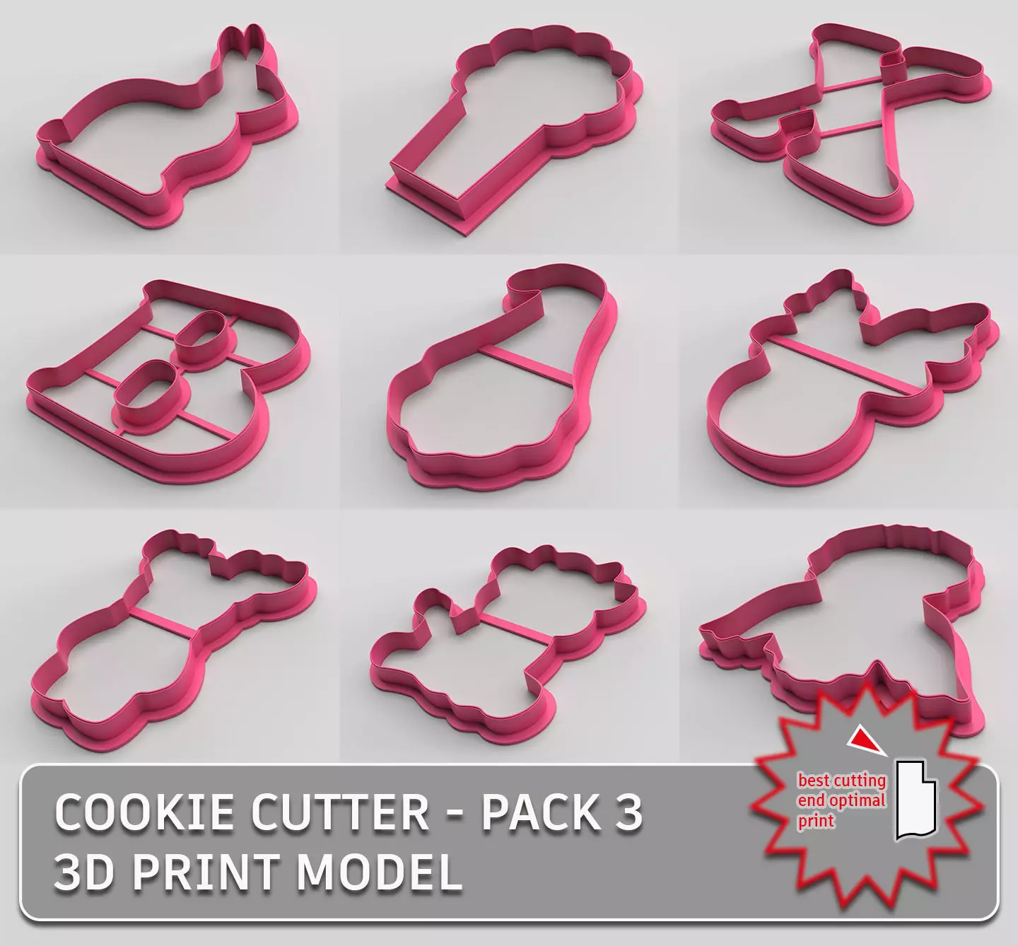 Cookie cutter - pack 3 3D Model Collection_0