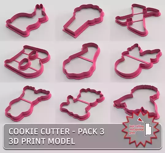 Cookie cutter - pack 3 3D Model Collection