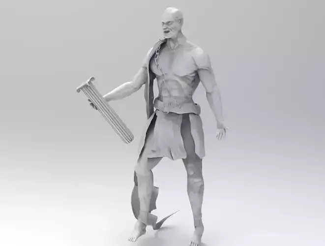 Giant with pillar in hand