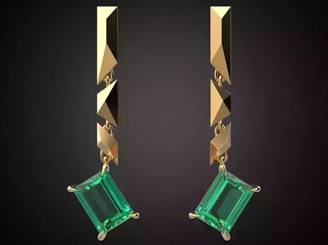 Emerald earrings Gold E13 