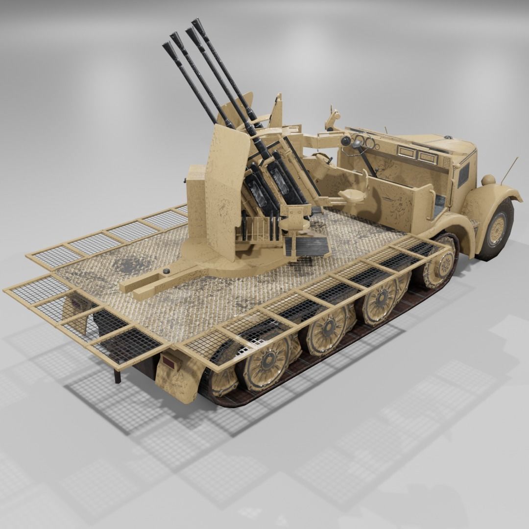   Sdkfz 7-1 Anti Aircraft Gun Low-poly 3D model_16