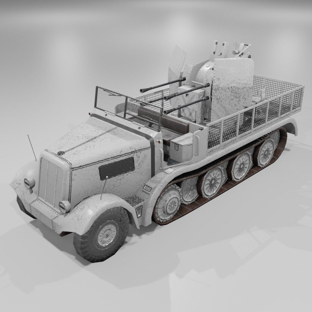   Sdkfz 7-1 Anti Aircraft Gun Low-poly 3D model_18