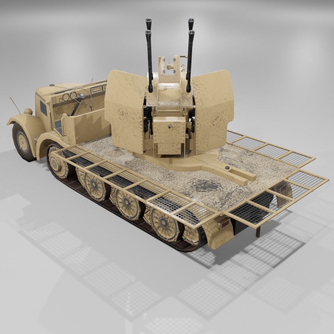   Sdkfz 7-1 Anti Aircraft Gun Low-poly 3D model_17