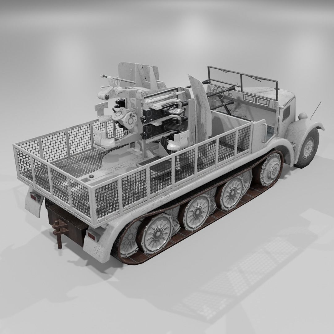   Sdkfz 7-1 Anti Aircraft Gun Low-poly 3D model_20