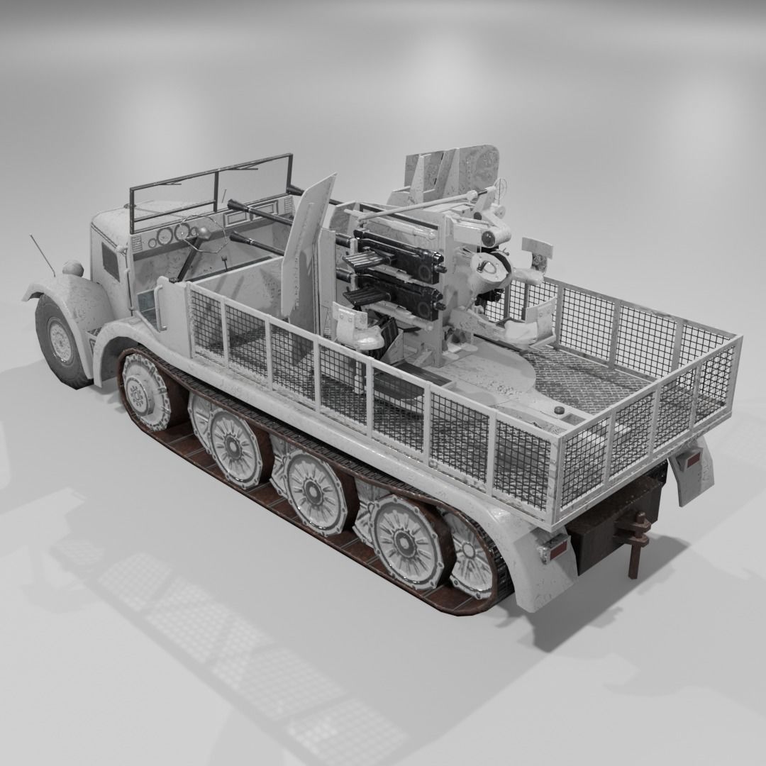   Sdkfz 7-1 Anti Aircraft Gun Low-poly 3D model_21