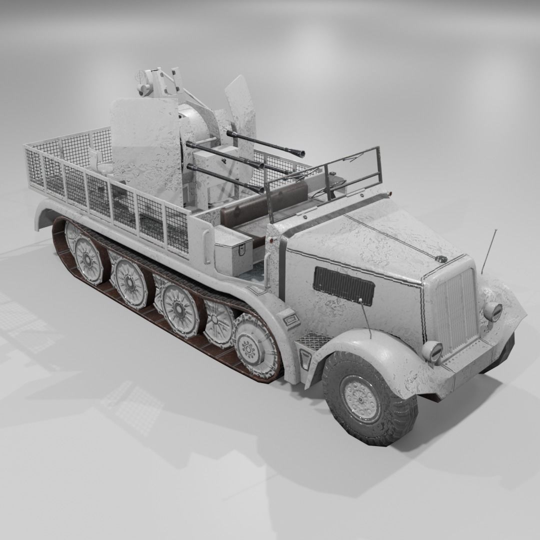   Sdkfz 7-1 Anti Aircraft Gun Low-poly 3D model_19