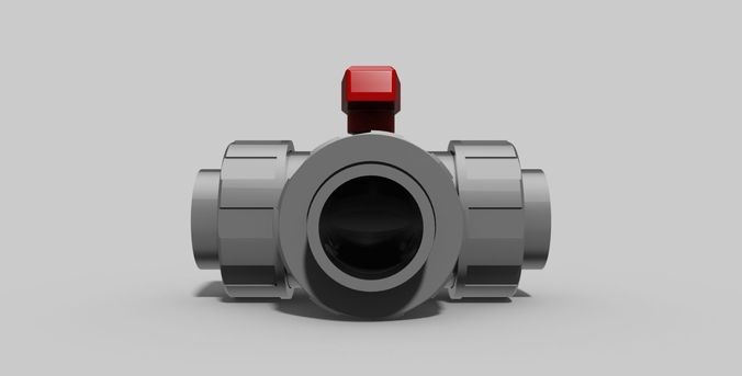 50mm - PVC 3-Way ball valve SC sockets NC - Autodesk Inventor 3D model