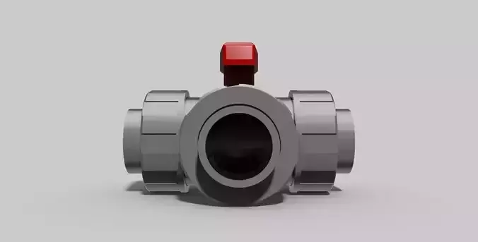 50mm - PVC 3-Way ball valve SC sockets NC - Autodesk Inventor
