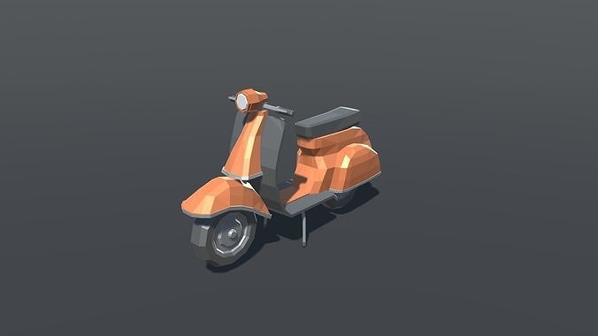 Scooter retro old lowpoly Low-poly 3D model