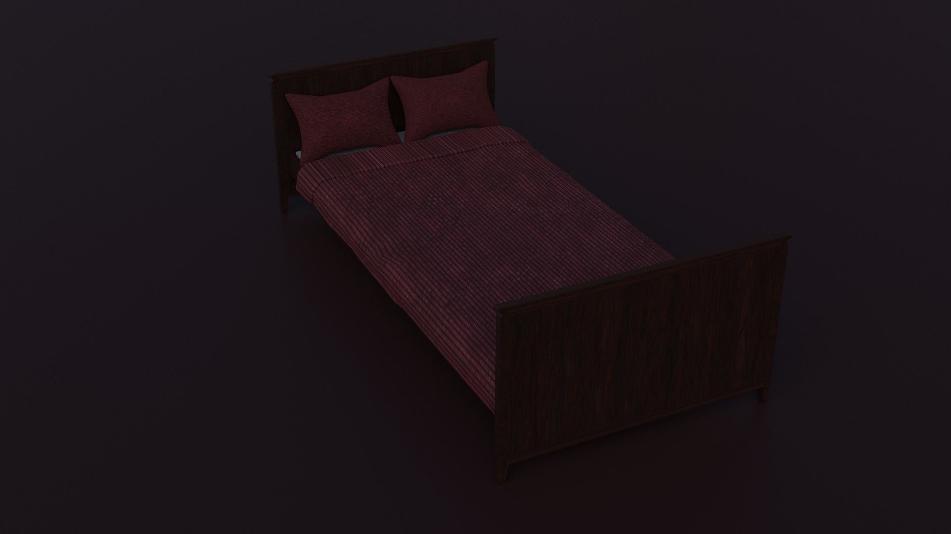 3d bed model In red colors Low-poly 3D model_2