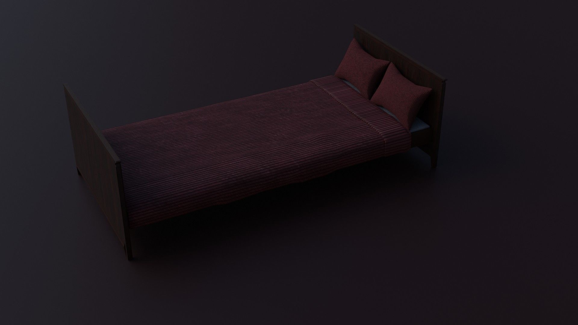3d bed model In red colors Low-poly 3D model_1