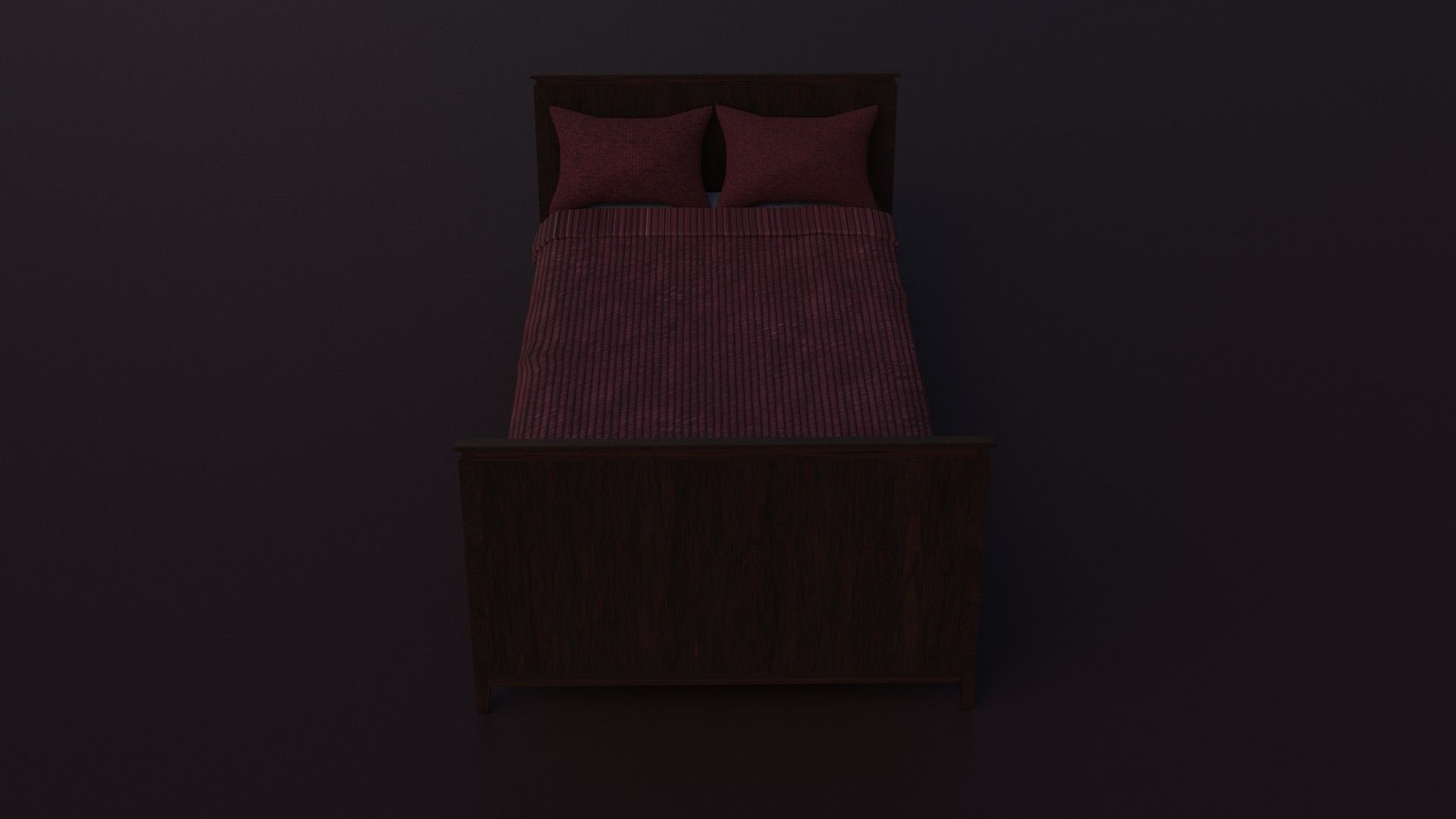 3d bed model In red colors Low-poly 3D model_3