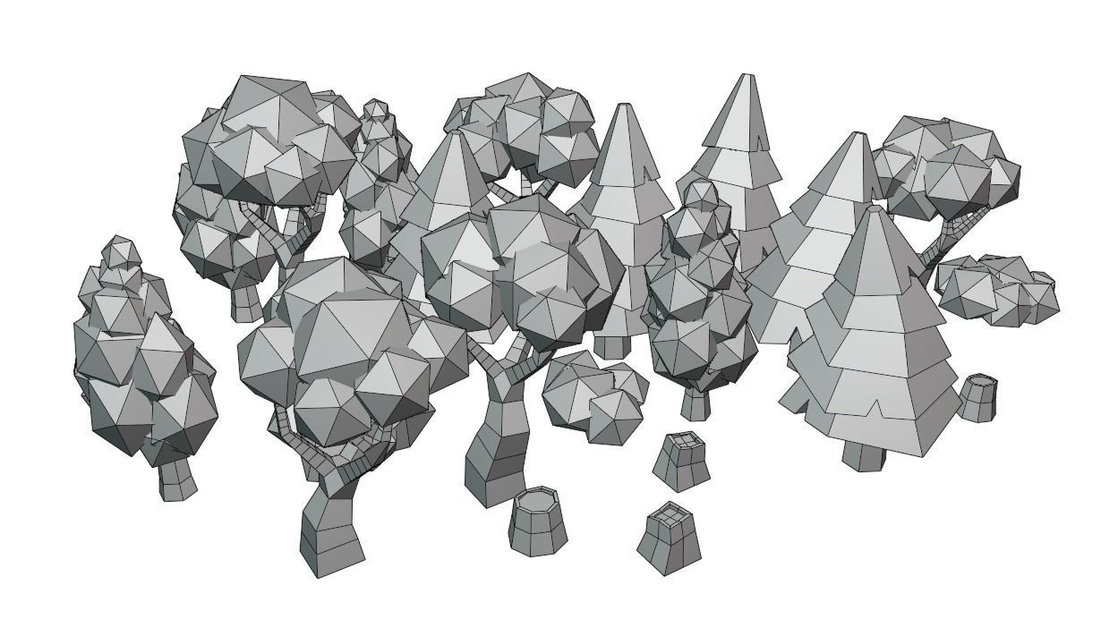 Low Poly Stylized Tree Pack Low-poly 3D model_4