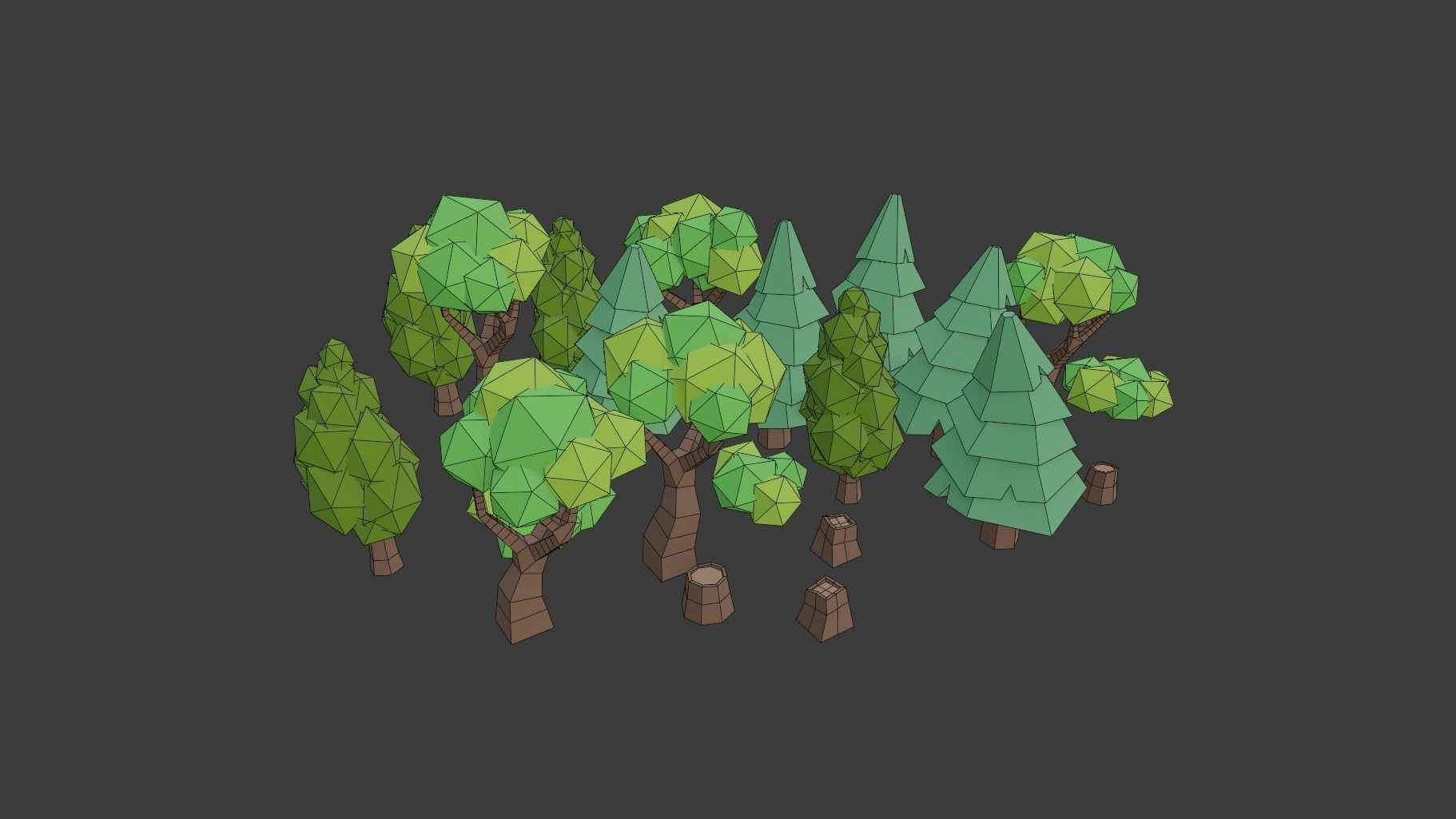 Low Poly Stylized Tree Pack Low-poly 3D model_5