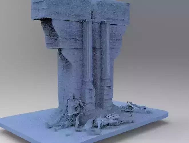 Ruins with wounded warriors