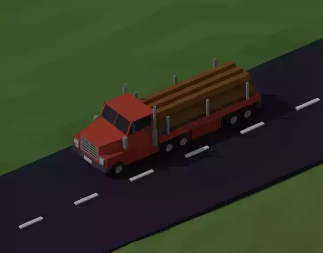 LOW POLY ASSET LOGGING TRUCK MODEL - LOWPOLYGONAL
