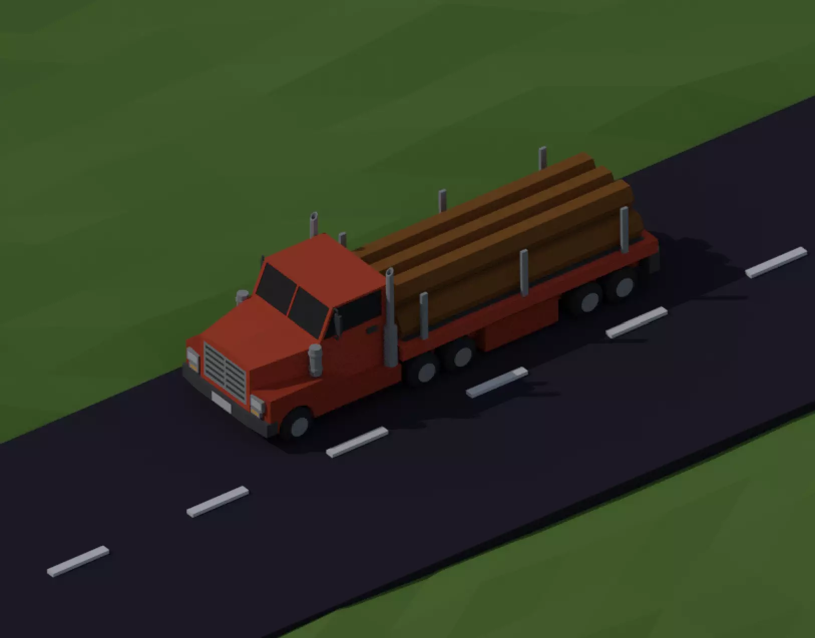 LOW POLY ASSET LOGGING TRUCK MODEL - LOWPOLYGONAL Low-poly 3D model_0