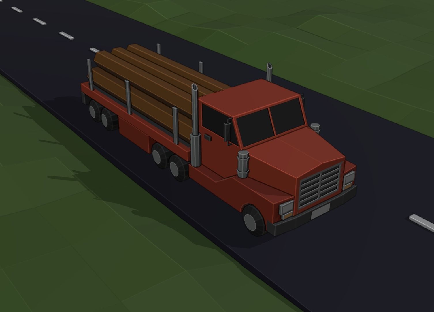 LOW POLY ASSET LOGGING TRUCK MODEL - LOWPOLYGONAL Low-poly 3D model_3