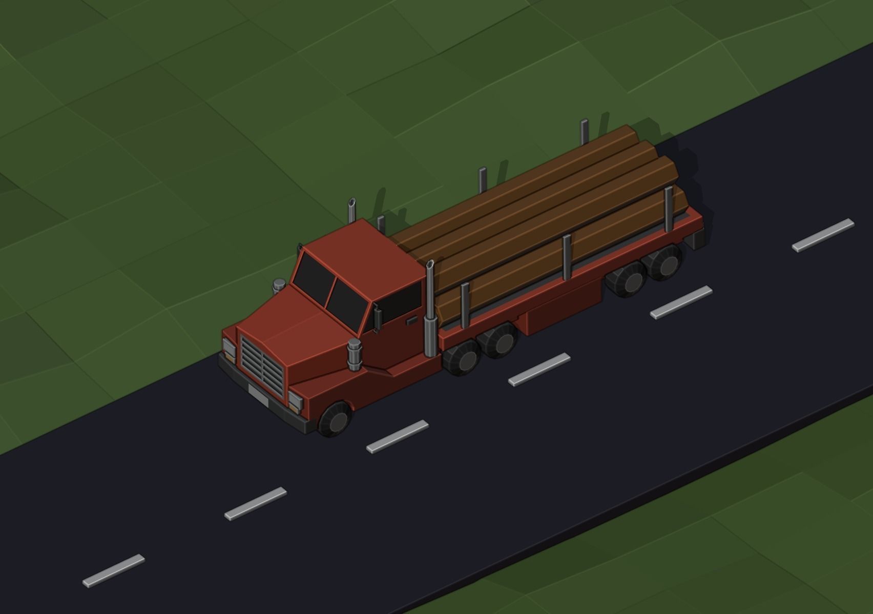 LOW POLY ASSET LOGGING TRUCK MODEL - LOWPOLYGONAL Low-poly 3D model_1