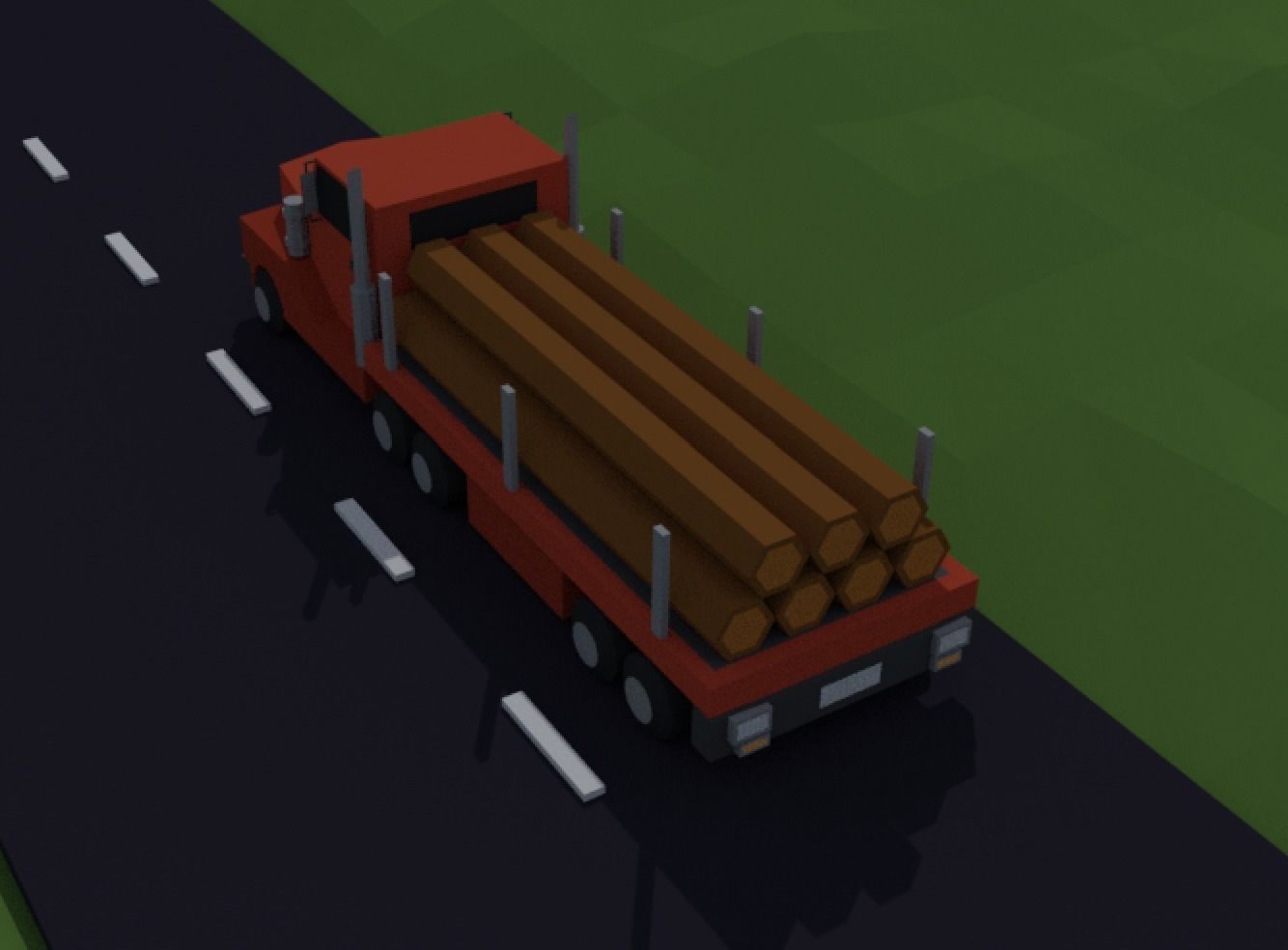 LOW POLY ASSET LOGGING TRUCK MODEL - LOWPOLYGONAL Low-poly 3D model_6