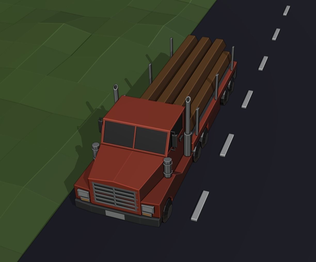 LOW POLY ASSET LOGGING TRUCK MODEL - LOWPOLYGONAL Low-poly 3D model_2