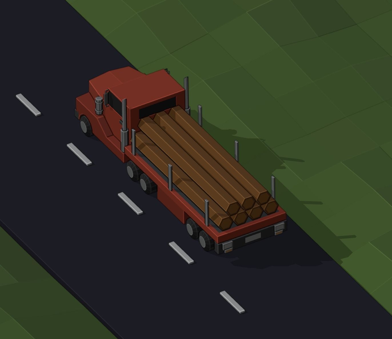 LOW POLY ASSET LOGGING TRUCK MODEL - LOWPOLYGONAL Low-poly 3D model_5