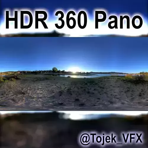 HDR 360 Panorama - Big Bear Lake - 126 Beach lake and sunset