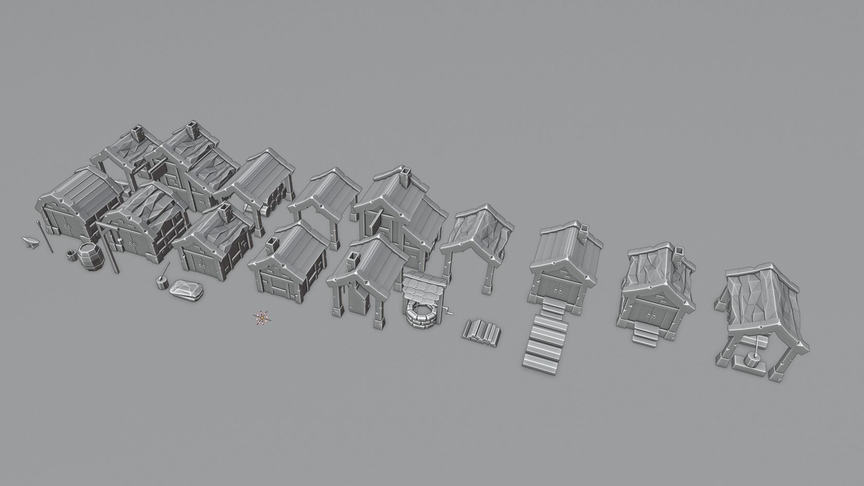 Stylized Low Poly Medieval Town Houses Free low-poly 3D model_5