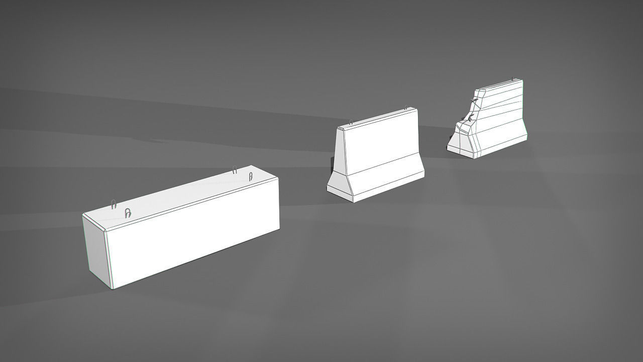 Road Blocks Low-poly 3D model_6