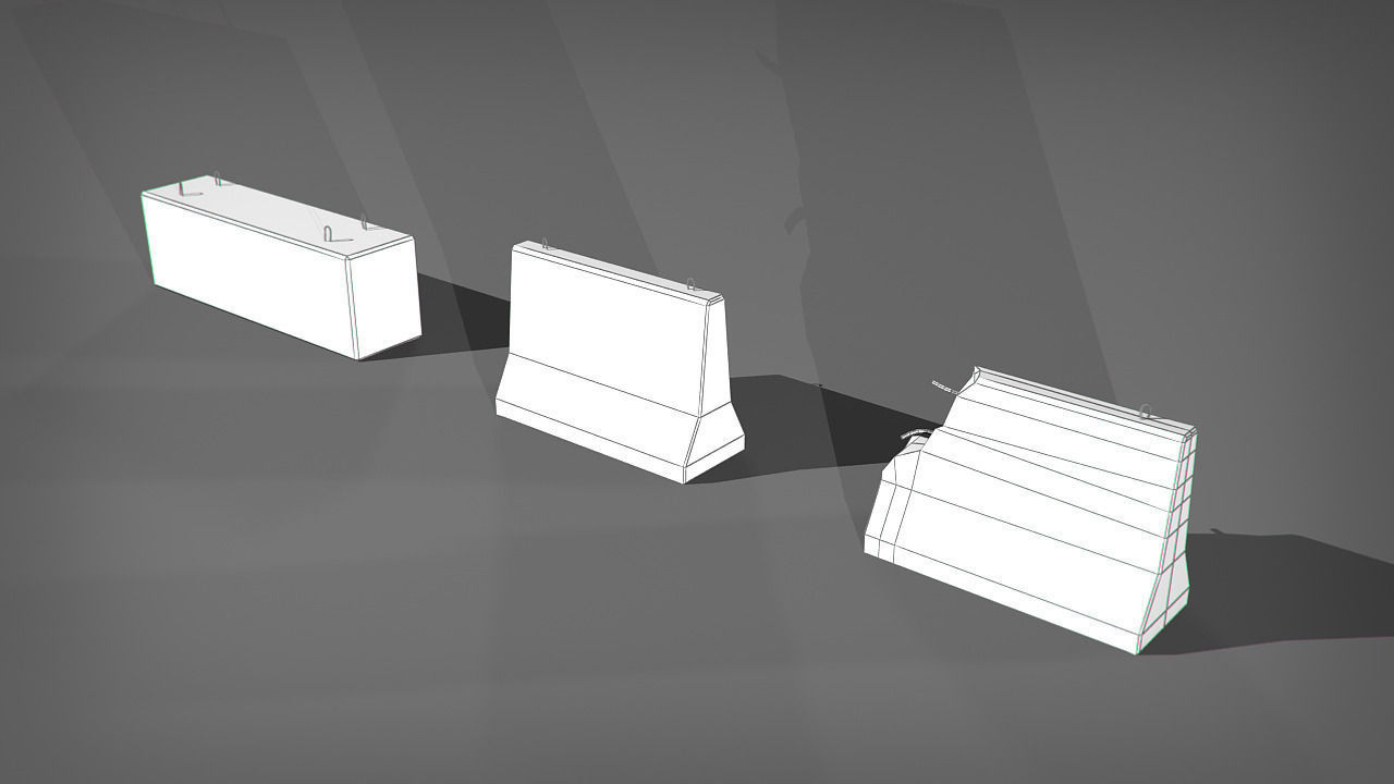Road Blocks Low-poly 3D model_7
