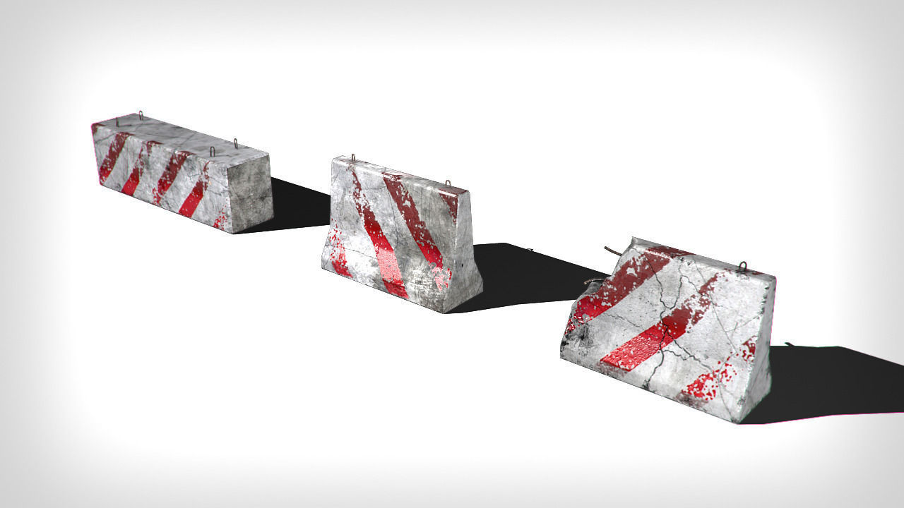 Road Blocks Low-poly 3D model_2